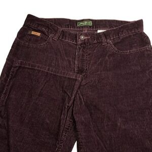 Eddie Bauer Womens Corduroy Pants Burgundy Boyfriend Straight Leg Size‎ 10